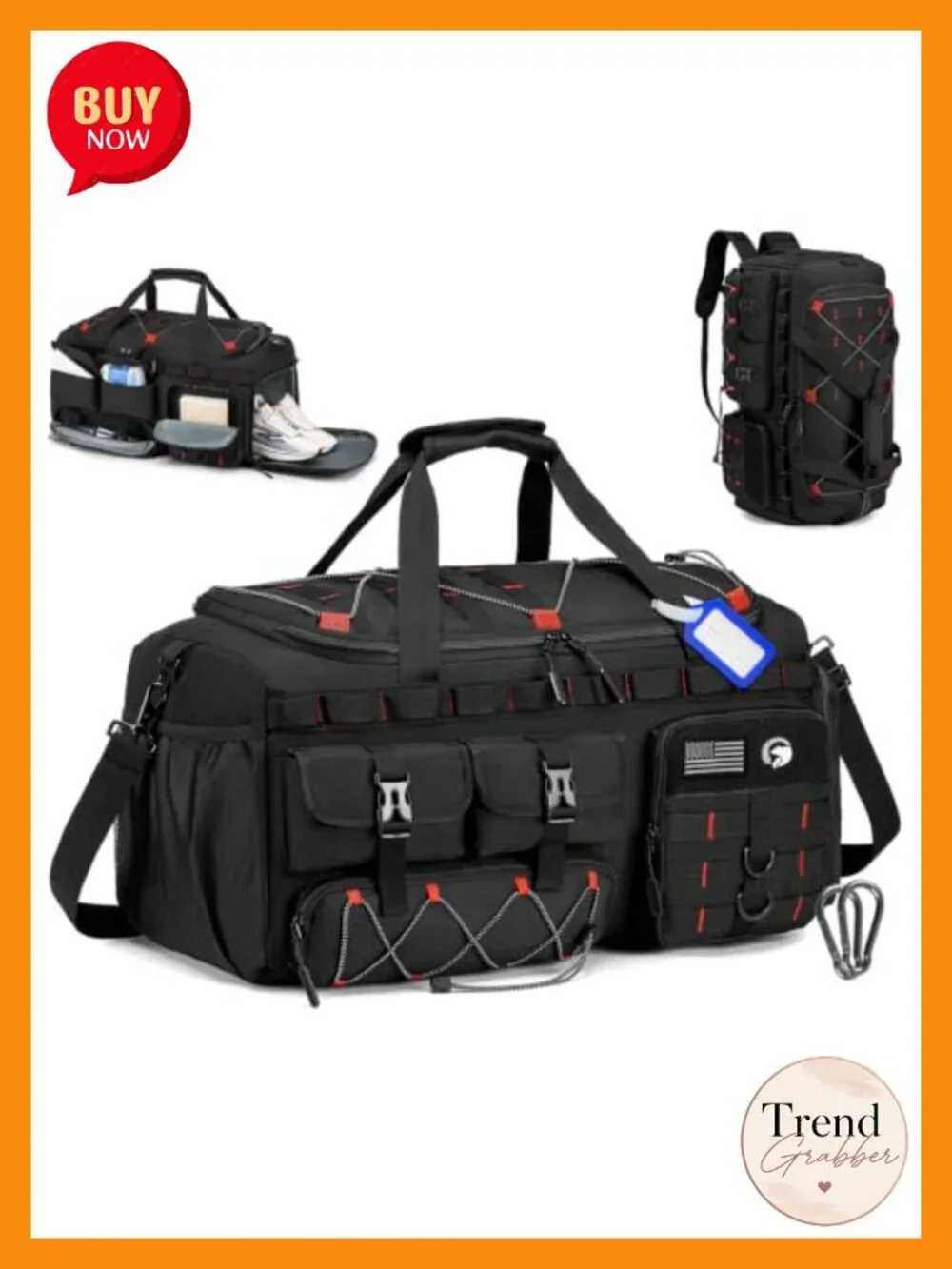 3-in-1 Tactical Gym Bag Carry On Luggage 22x14x9 Airline Approved